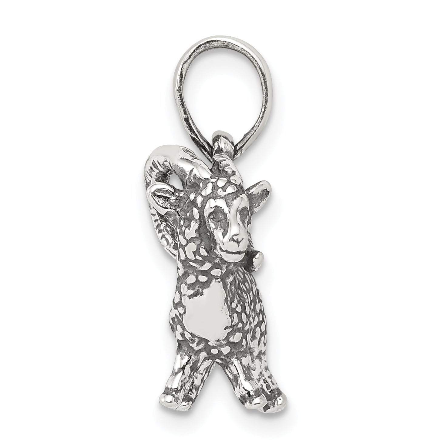 Sterling Silver Antiqued Aries Zodiac Pendant