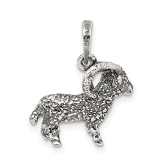Sterling Silver 925 Aries Zodiac Pendant with Antiqued Finish