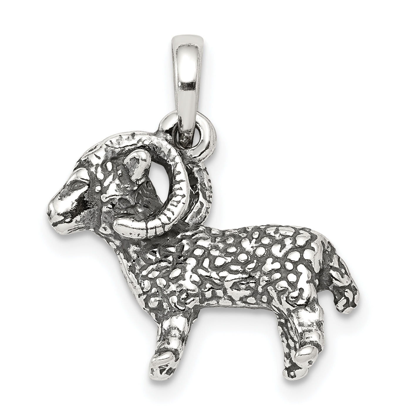 Sterling Silver Antiqued Aries Zodiac Pendant Main image