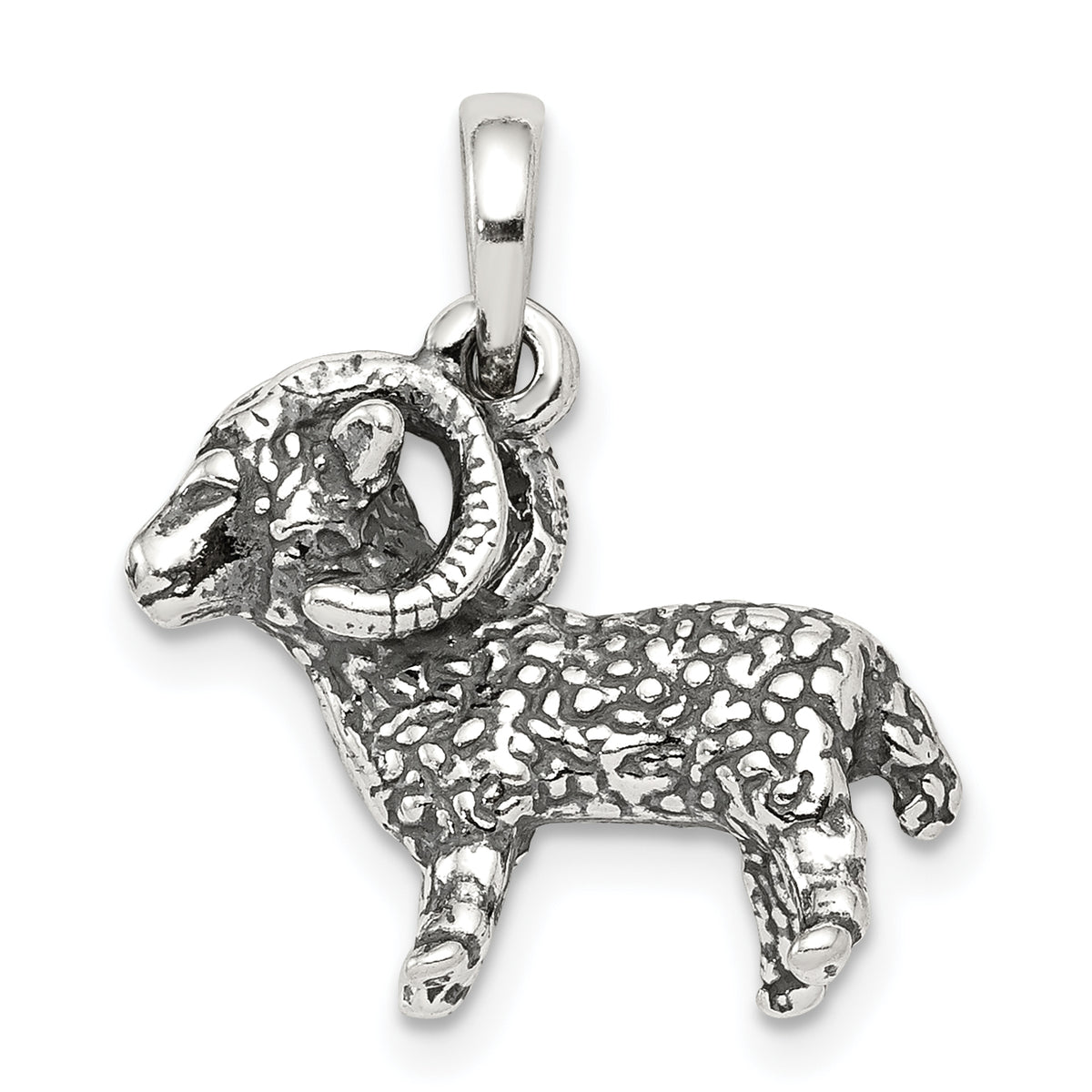 Sterling Silver Antiqued Aries Zodiac Pendant