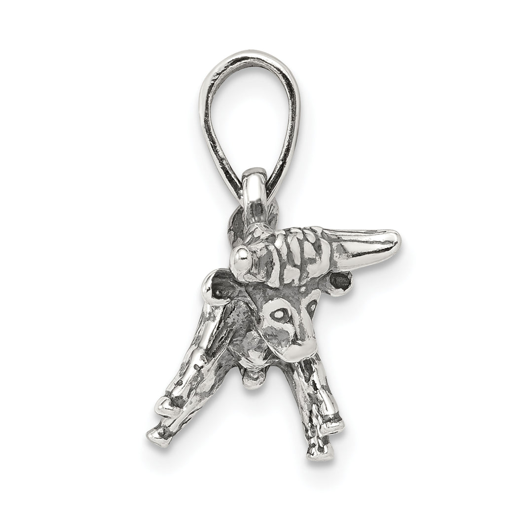 Sophia Jewelers Antiqued Sterling Silver Taurus Zodiac Pendant