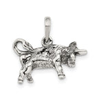 Sophia Jewelers Antiqued Sterling Silver Taurus Zodiac Pendant