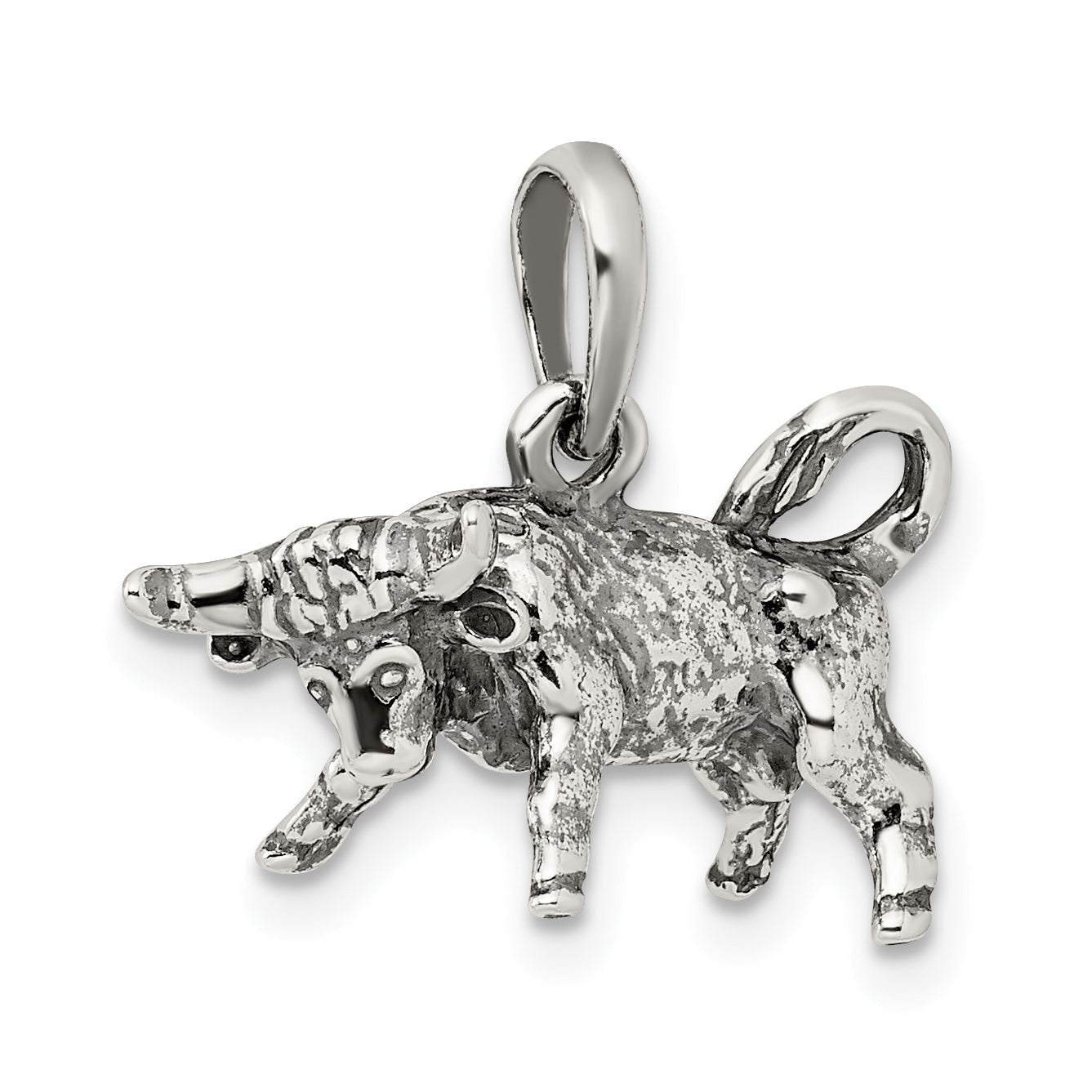 Sophia Jewelers Antiqued Sterling Silver Taurus Zodiac Pendant