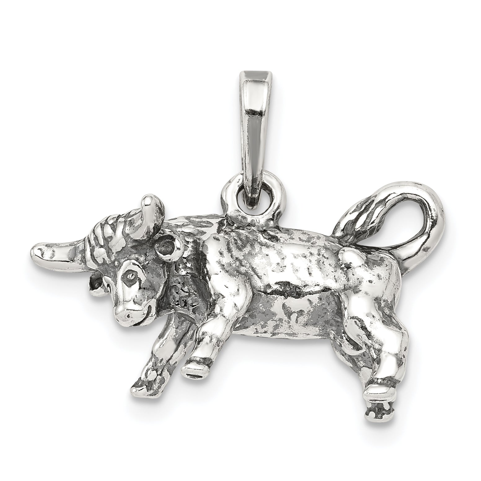 Sterling Silver Antiqued Taurus Zodiac Pendant Main image
