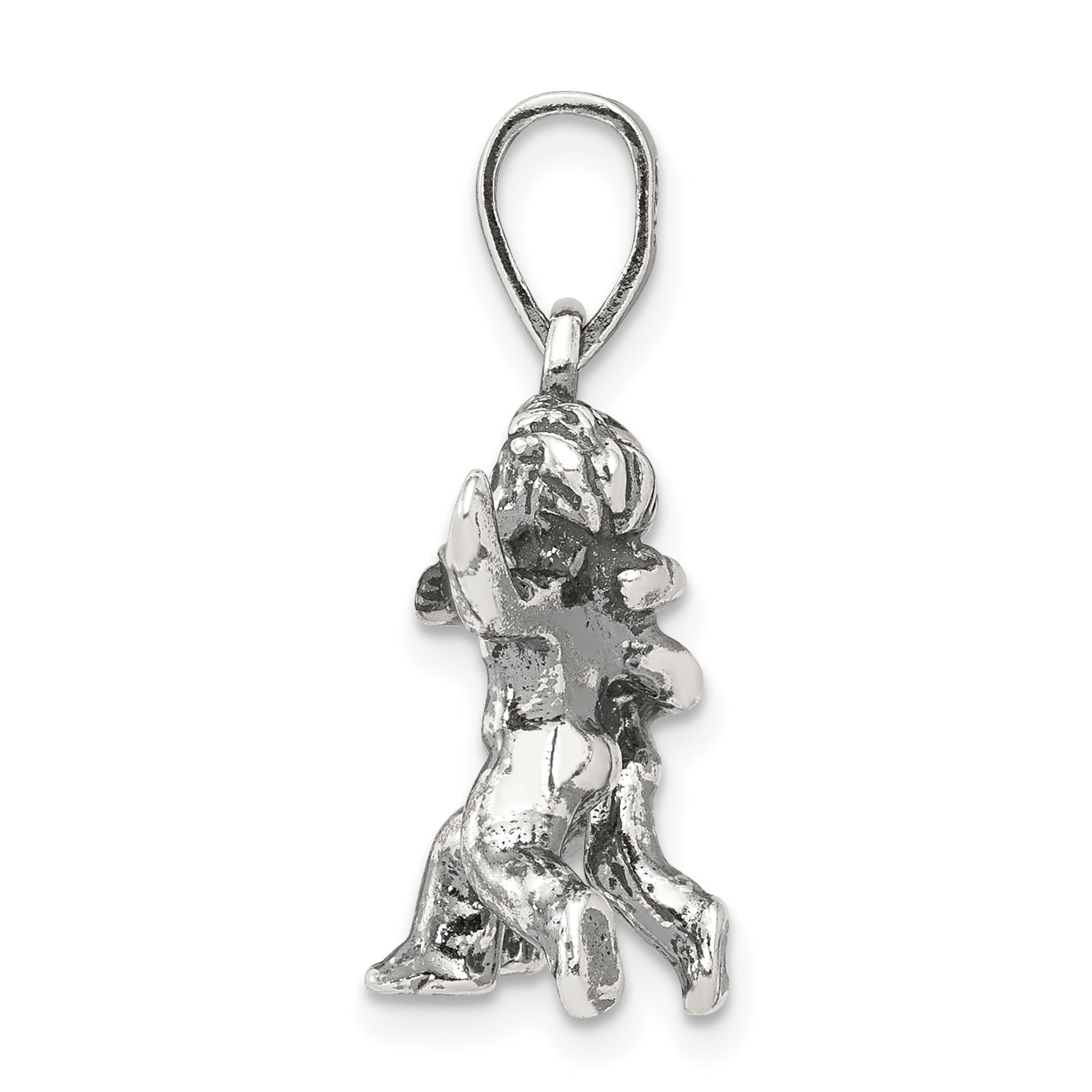 Sterling Silver 925 Gemini Zodiac Pendant with Antiqued Finish Secondary image