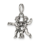 Sterling Silver 925 Gemini Zodiac Pendant with Antiqued Finish