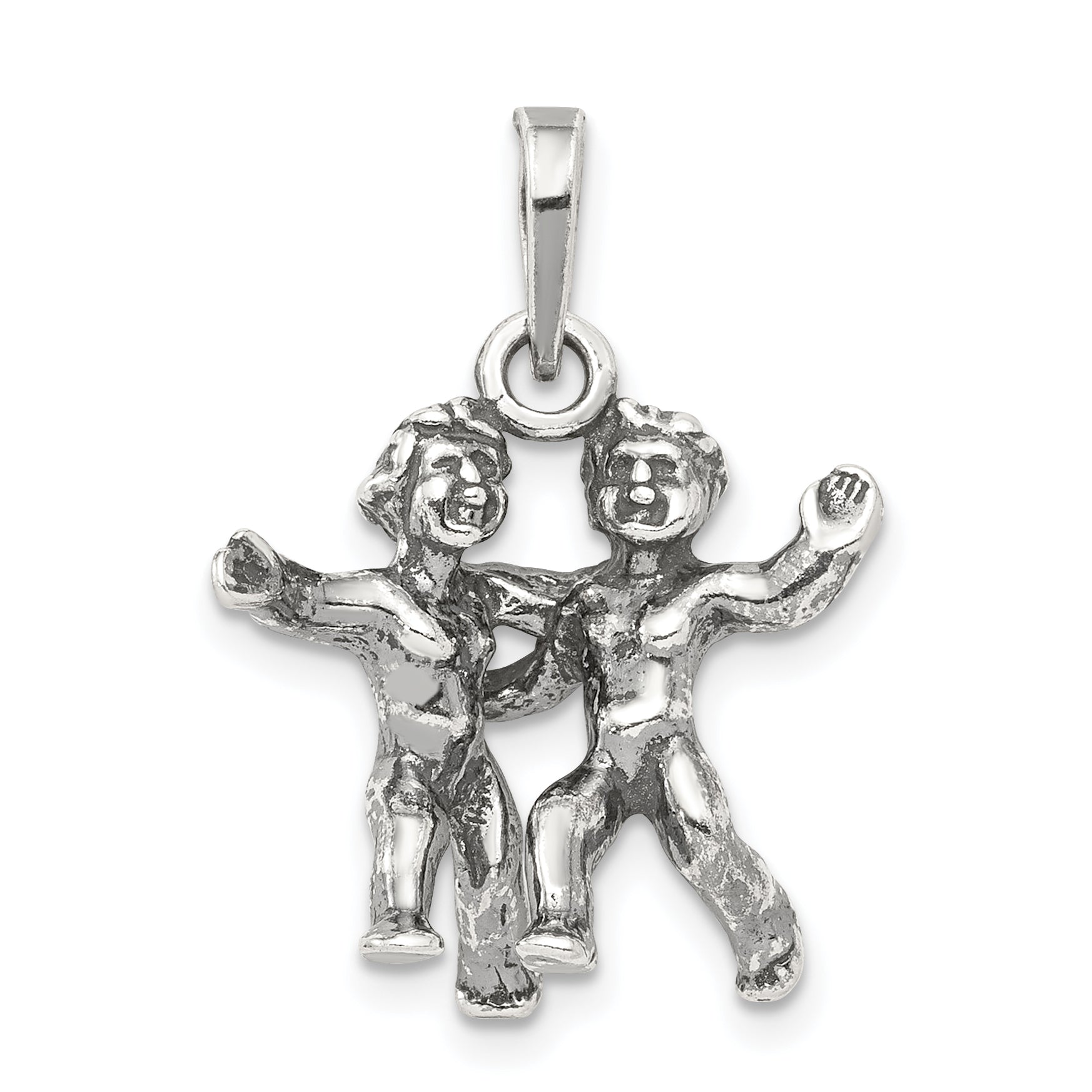Sterling Silver Antiqued Gemini Zodiac Pendant Main image