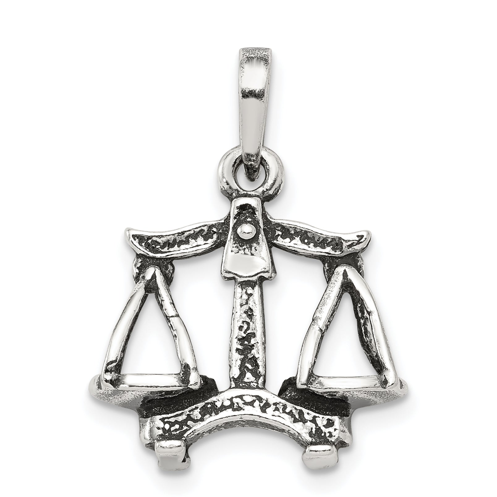 Sterling Silver Antiqued Libra Zodiac Pendant Main image