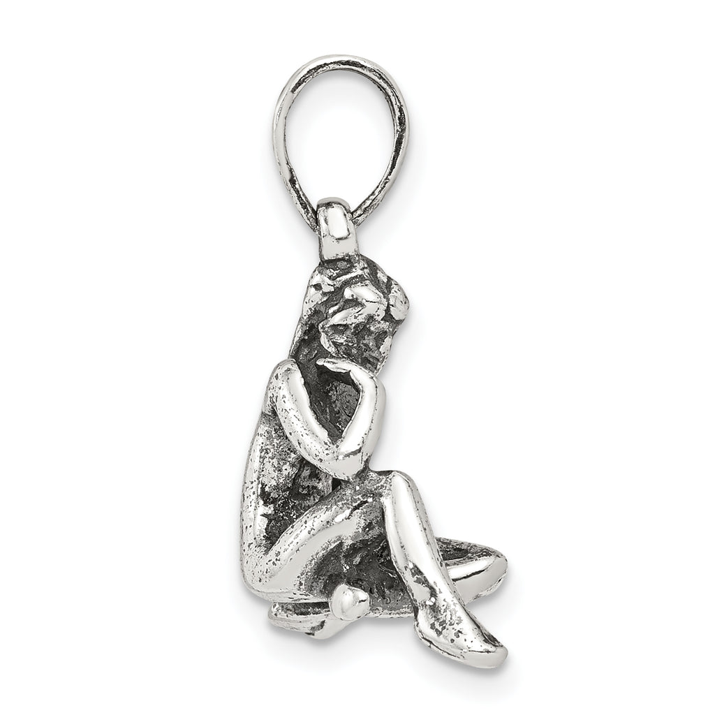 Sophia Jewelers 925 Sterling Silver Virgo Zodiac Pendant Antiqued Finish