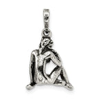 Sophia Jewelers 925 Sterling Silver Virgo Zodiac Pendant Antiqued Finish