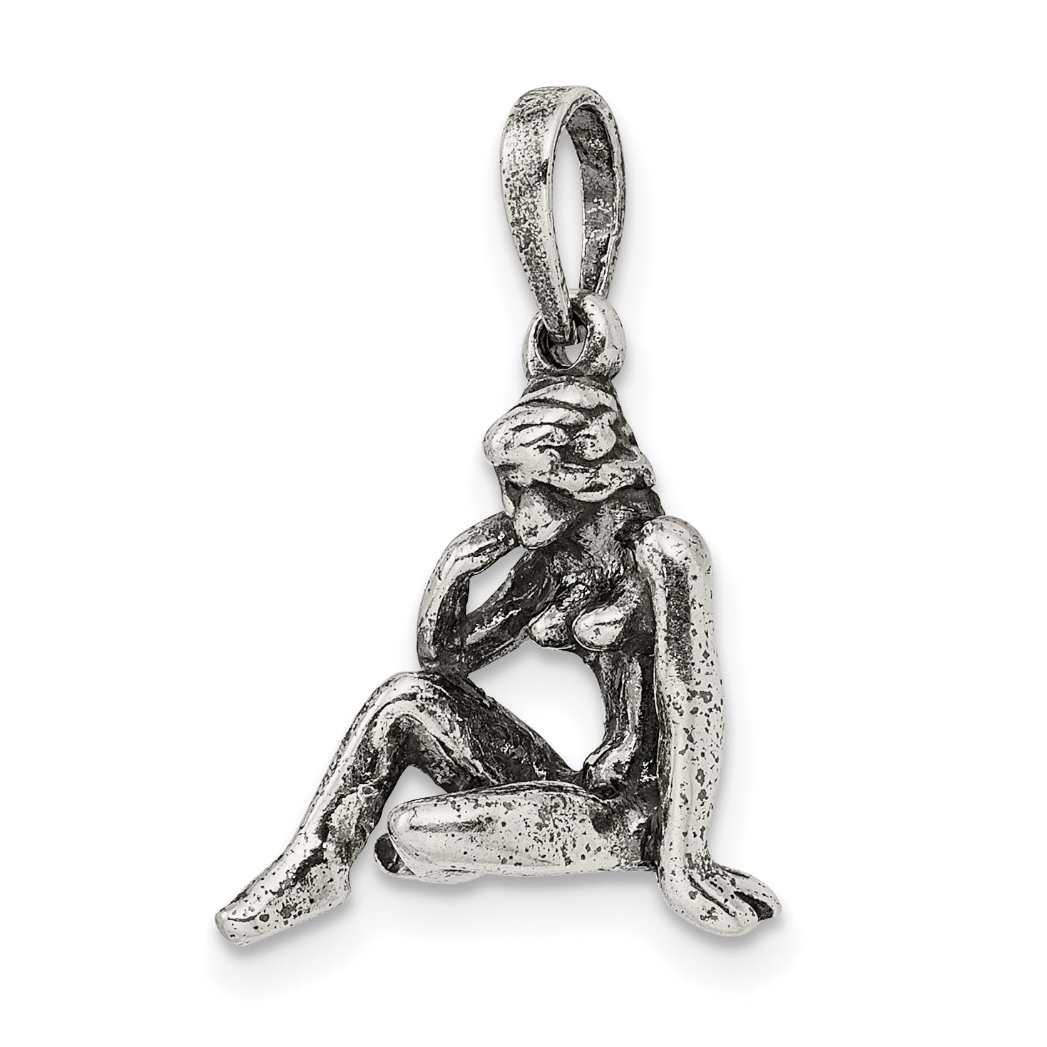 Sophia Jewelers 925 Sterling Silver Virgo Zodiac Pendant Antiqued Finish