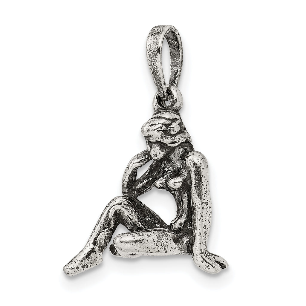 Sophia Jewelers 925 Sterling Silver Virgo Zodiac Pendant Antiqued Finish