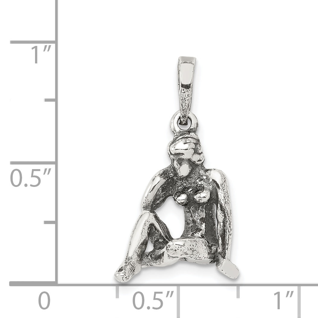 Sophia Jewelers 925 Sterling Silver Virgo Zodiac Pendant Antiqued Finish