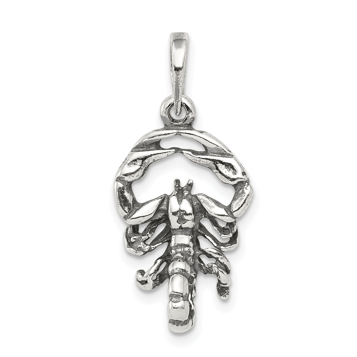 Sterling Silver Antiqued Scorpio Zodiac Pendant