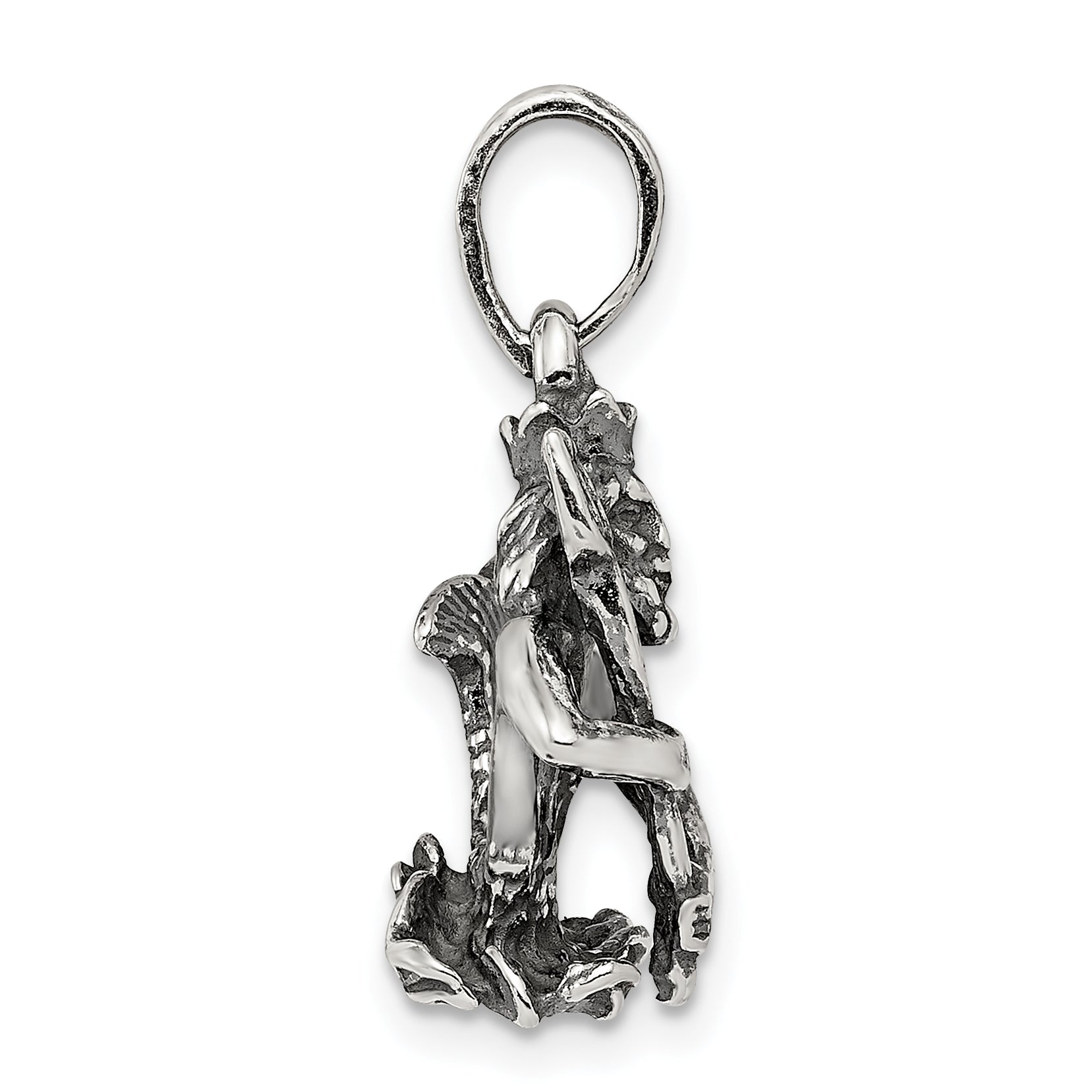 Sterling Silver 925 Aquarius Pendant with Antiqued Vintage Charm Secondary image