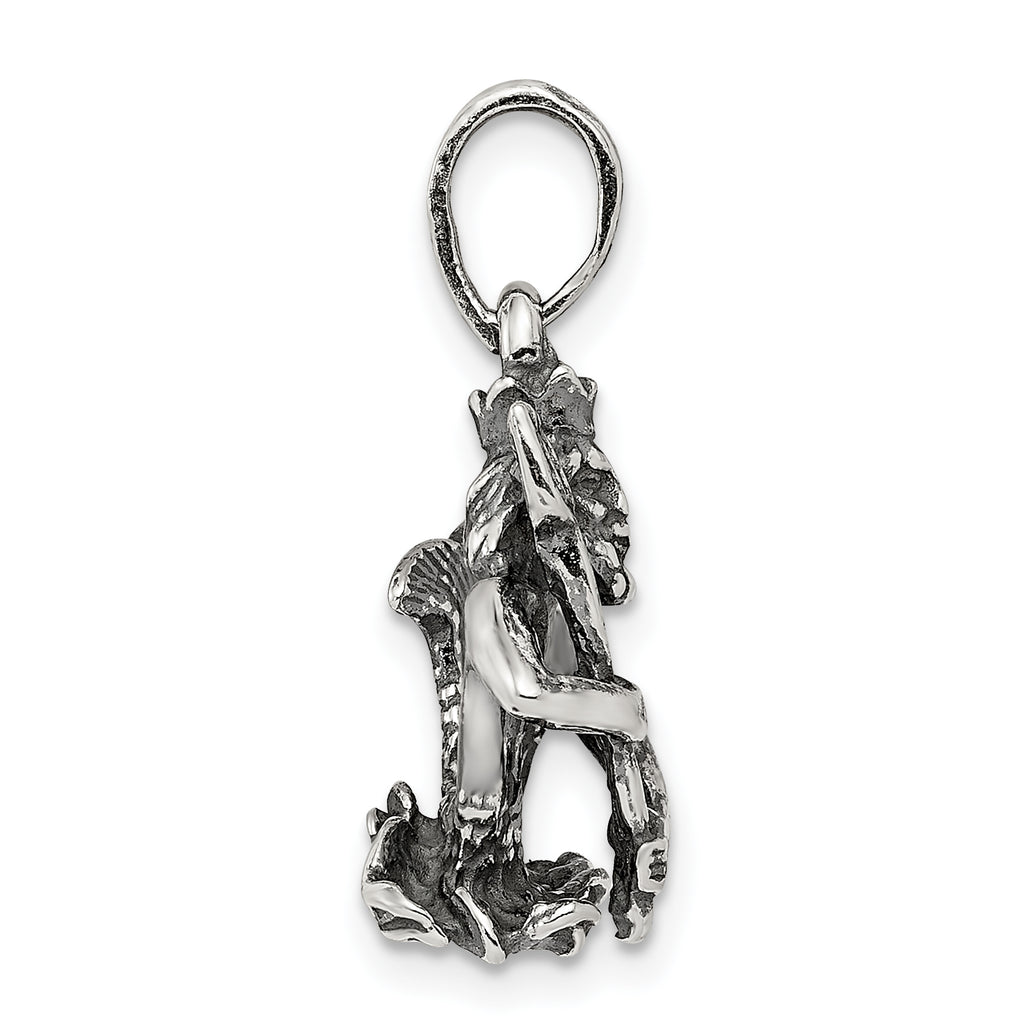 Sterling Silver 925 Aquarius Pendant with Antiqued Vintage Charm