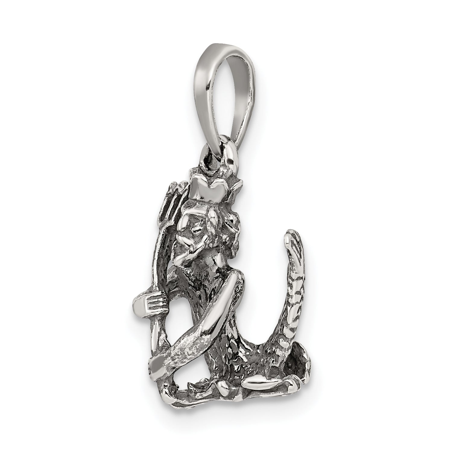 Sterling Silver 925 Aquarius Pendant with Antiqued Vintage Charm