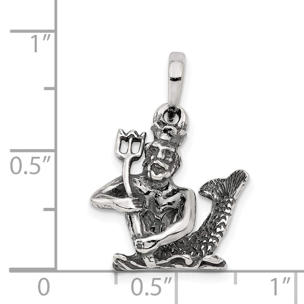 Sterling Silver 925 Aquarius Pendant with Antiqued Vintage Charm