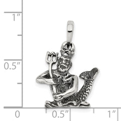 Sterling Silver 925 Aquarius Pendant with Antiqued Vintage Charm