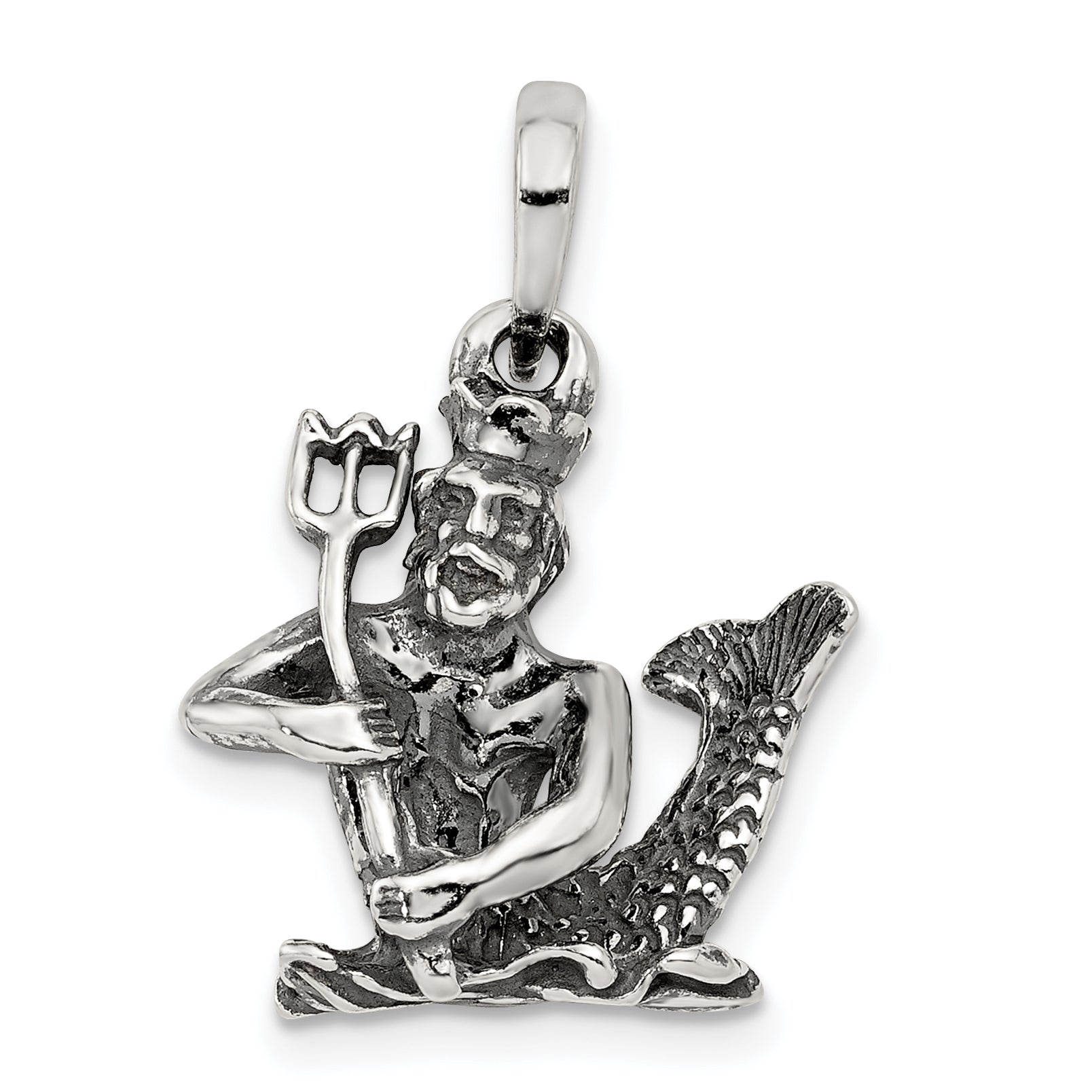Sterling Silver Antiqued Aquarius Zodiac Pendant Main image