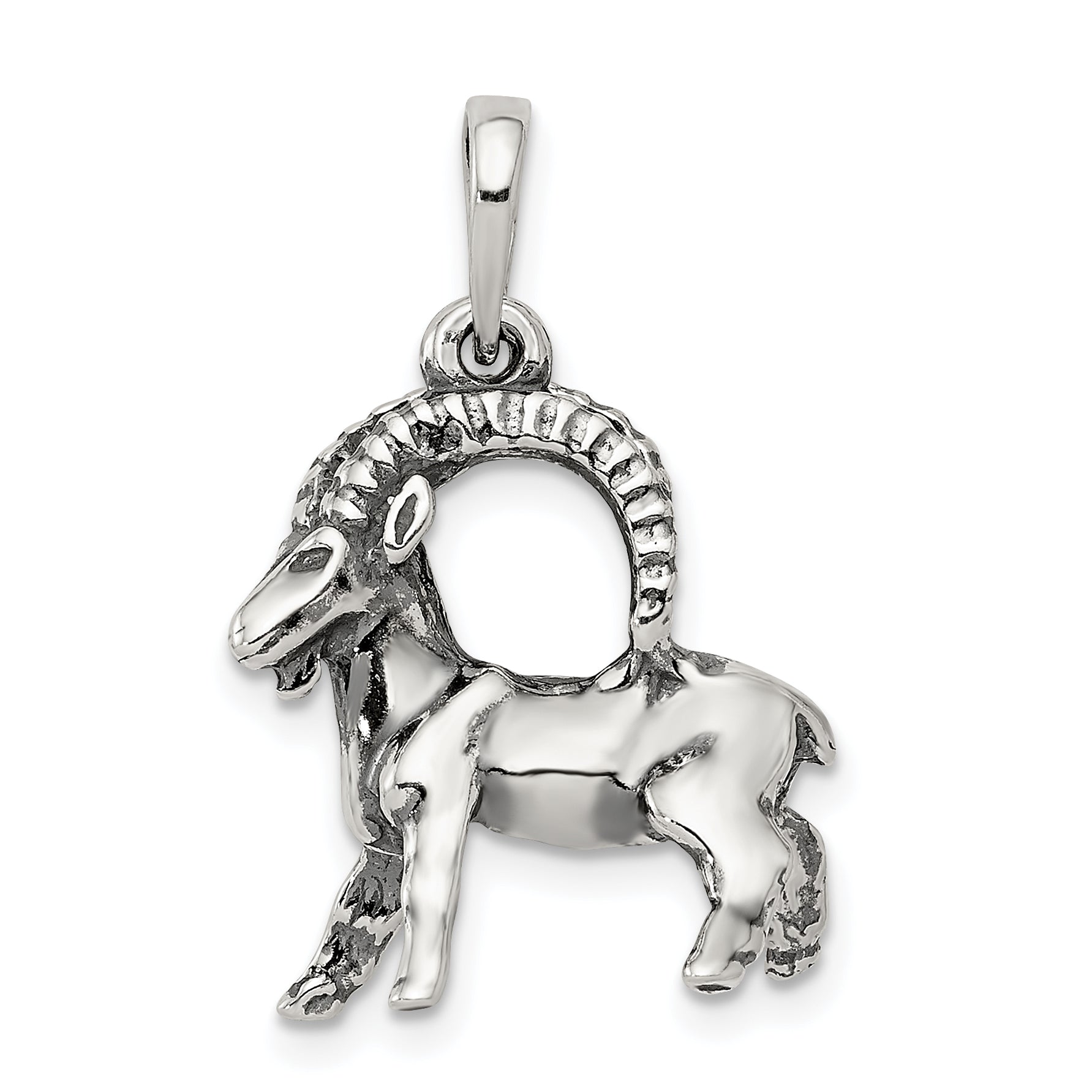 Sterling Silver Antiqued Capricorn Zodiac Pendant Main image