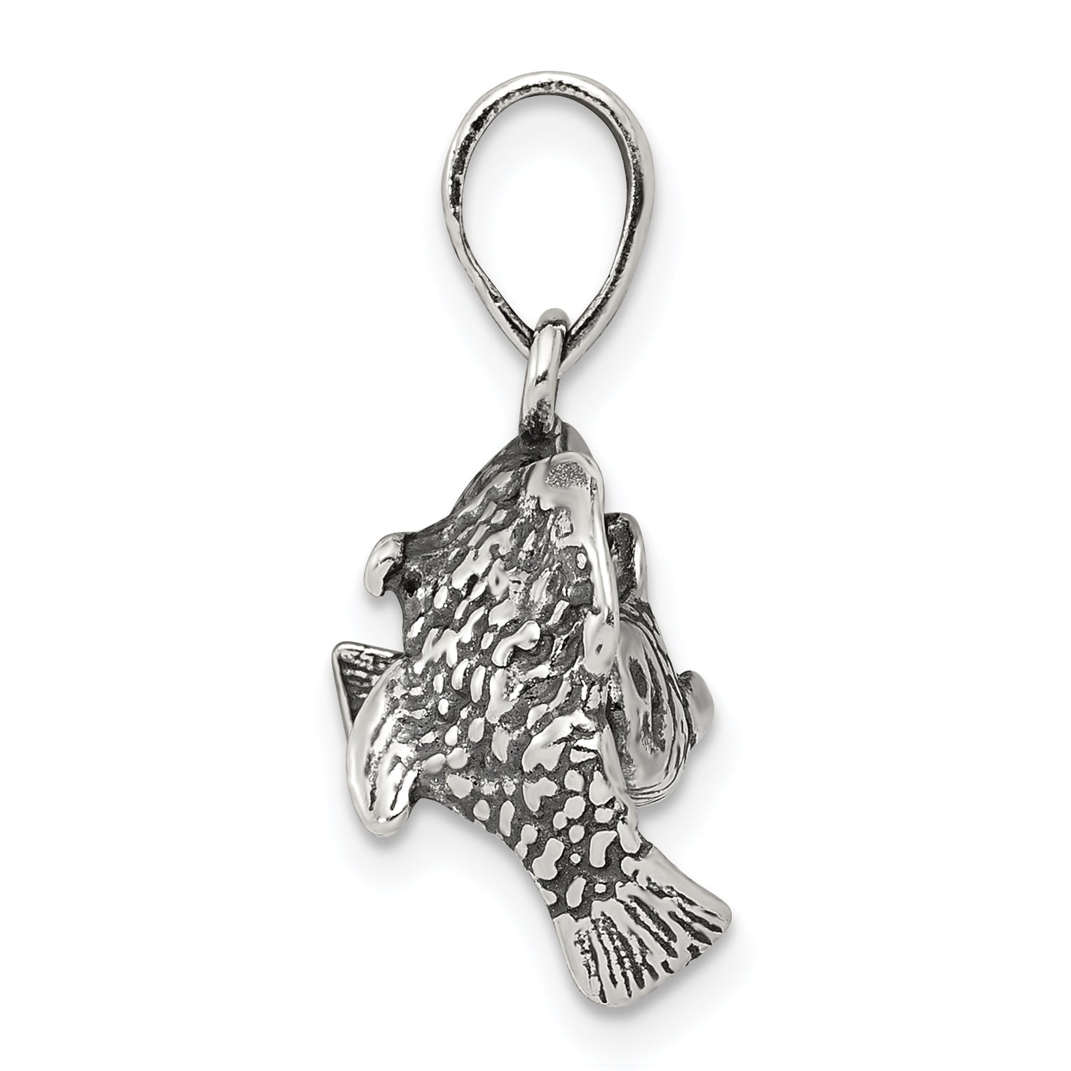 Sterling Silver 925 Pisces Pendant with Antiqued Solid Design Secondary image