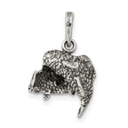 Sterling Silver 925 Pisces Pendant with Antiqued Solid Design