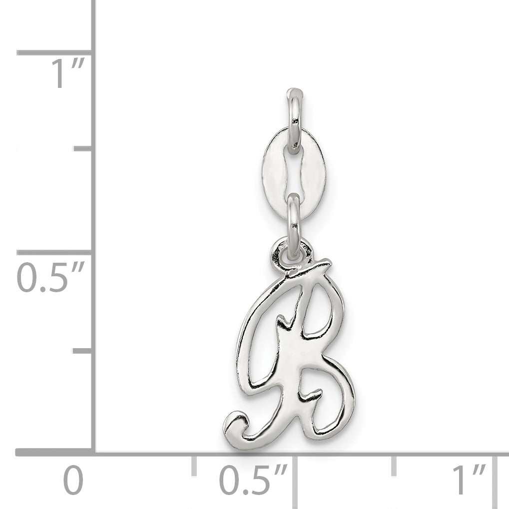 Sterling Silver 925 B Charm Pendant with Anti-Tarnish Solid Design
