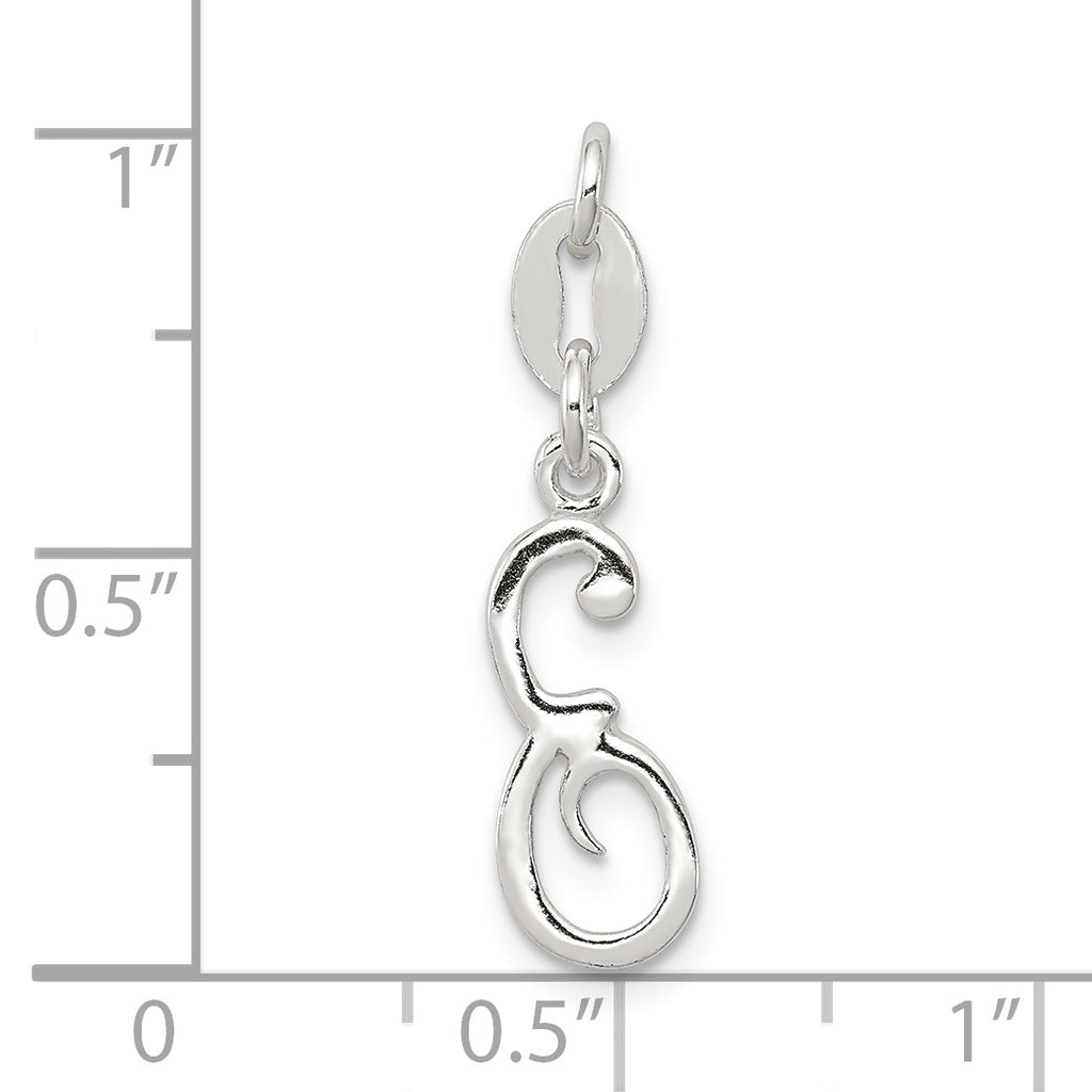 Sterling Silver 925 Initial E Charm with Anti-Tarnish Finish