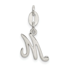 Sterling Silver 925 Initial M Charm with Anti-Tarnish Finish