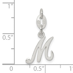 Sterling Silver 925 Initial M Charm with Anti-Tarnish Finish