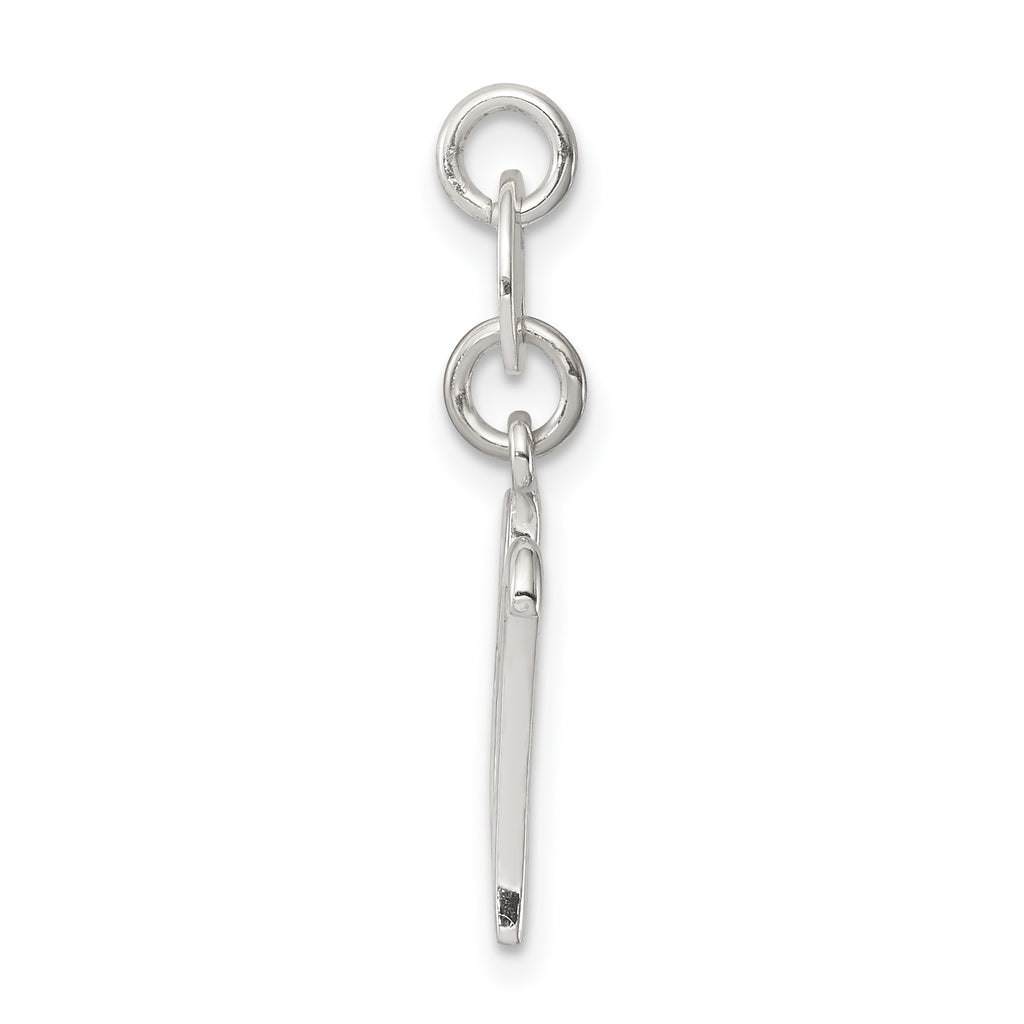 Sterling Silver 925 Initial W Charm with Anti-Tarnish Finish