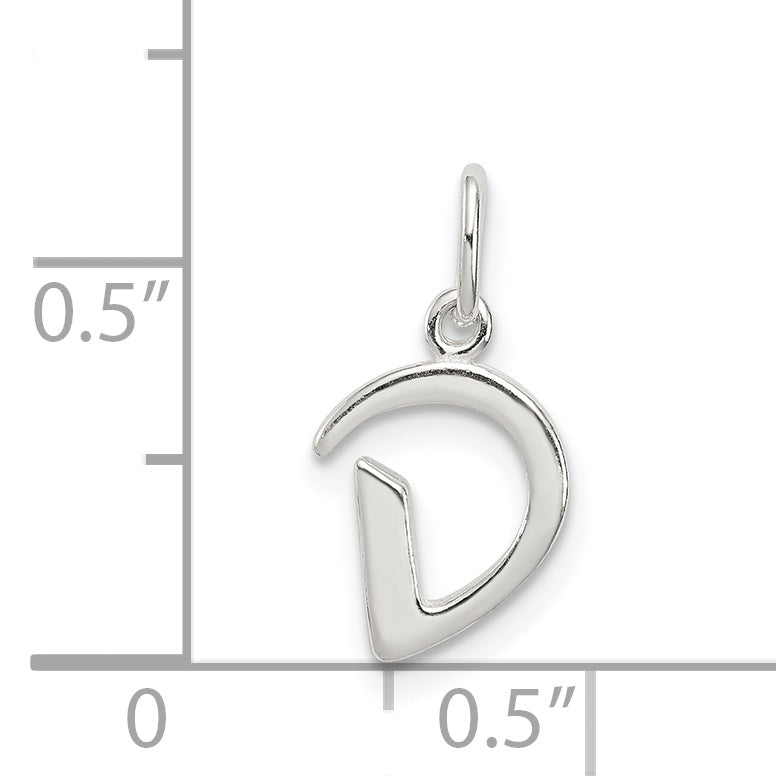 Sterling Silver 925 Letter D Charm with Anti-Tarnish Finish
