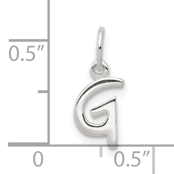 Sterling Silver 925 Initial G Charm with Anti-Tarnish Coating