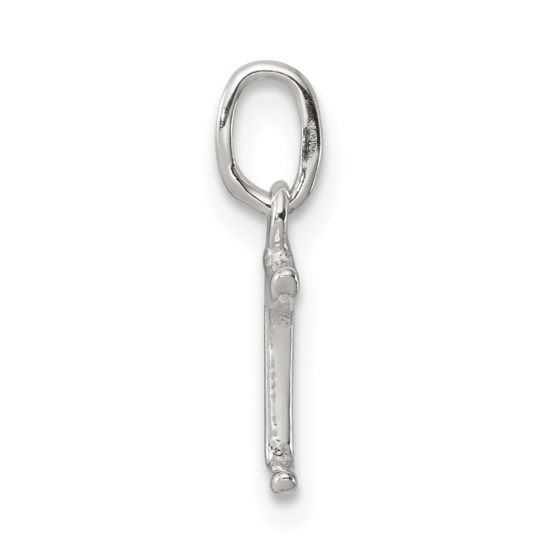 Sterling Silver 925 Initial 'I' Charm with Anti-Tarnish Finish, Solid Cast Design