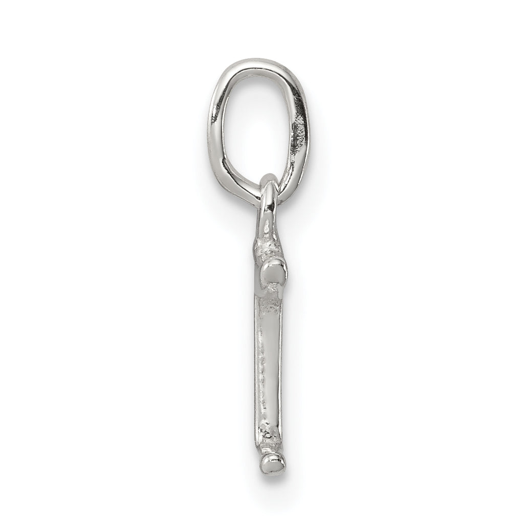 Sterling Silver 925 Initial 'I' Charm with Anti-Tarnish Finish, Solid Cast Design