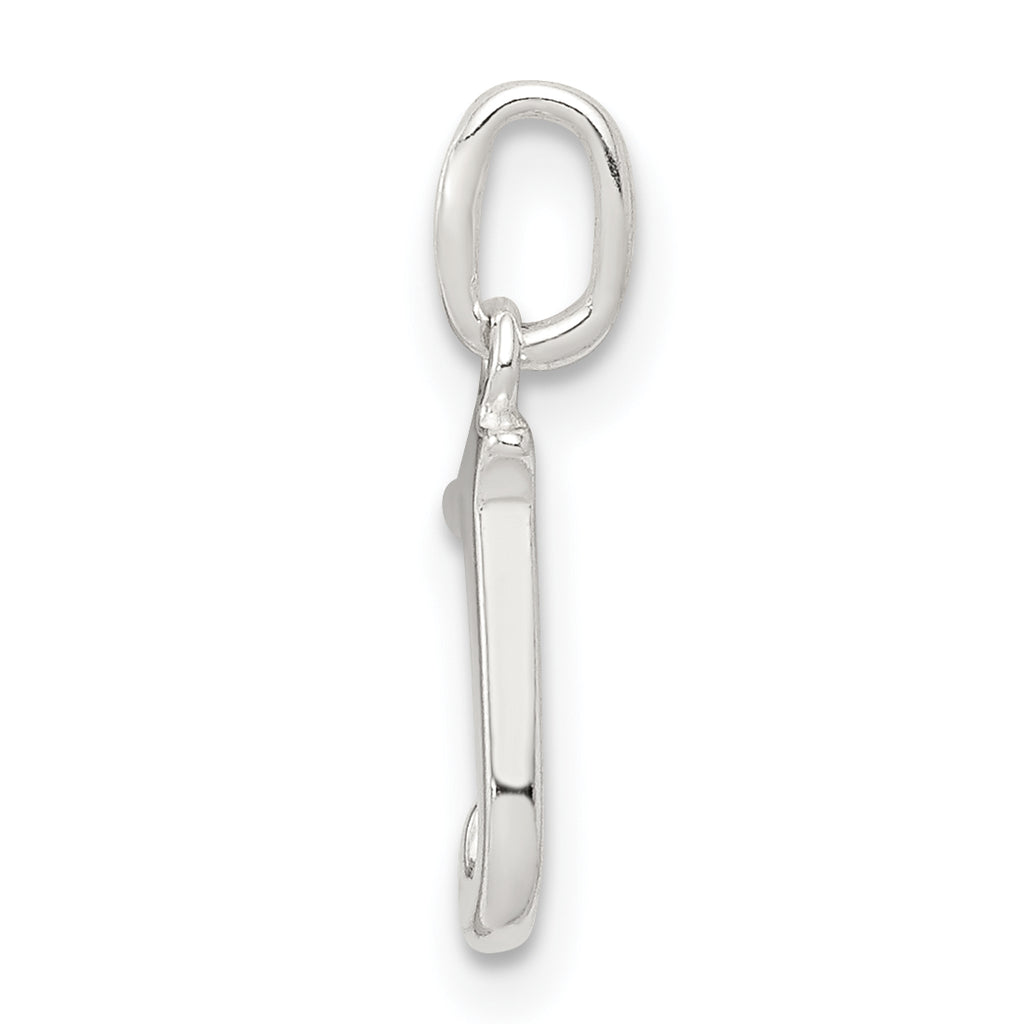 Sterling Silver 925 J Initial Charm with Anti-Tarnish Solid Design