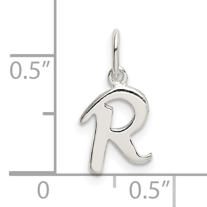 Sterling Silver 925 Initial R Charm with Anti-Tarnish Finish