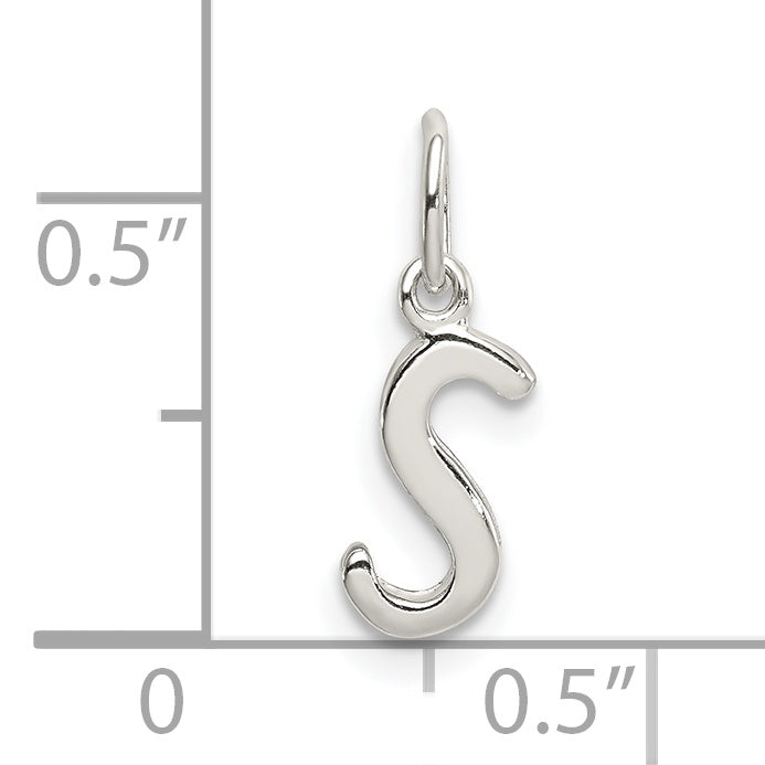 Sterling Silver 925 Initial S Charm with Anti-Tarnish Finish
