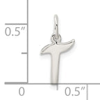 Sterling Silver 925 Letter T Charm with Anti-Tarnish Finish