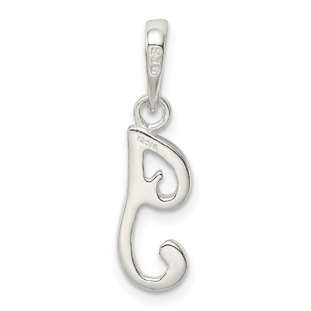 Sterling Silver 925 Initial I Pendant with Anti-Tarnish Solid Design