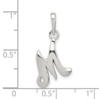 Sterling Silver 925 Initial M Pendant with Anti-Tarnish Coating