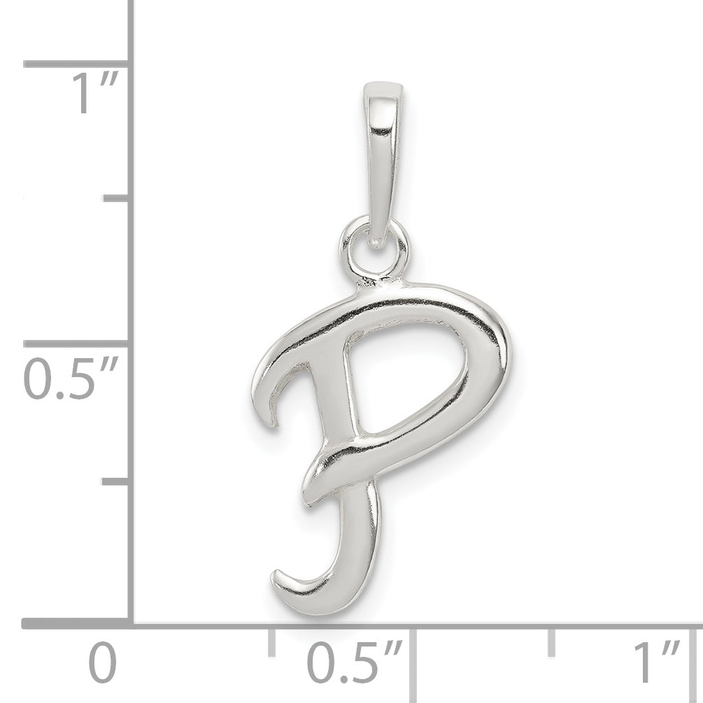 Sterling Silver Initial P Pendant with Anti-Tarnish Finish