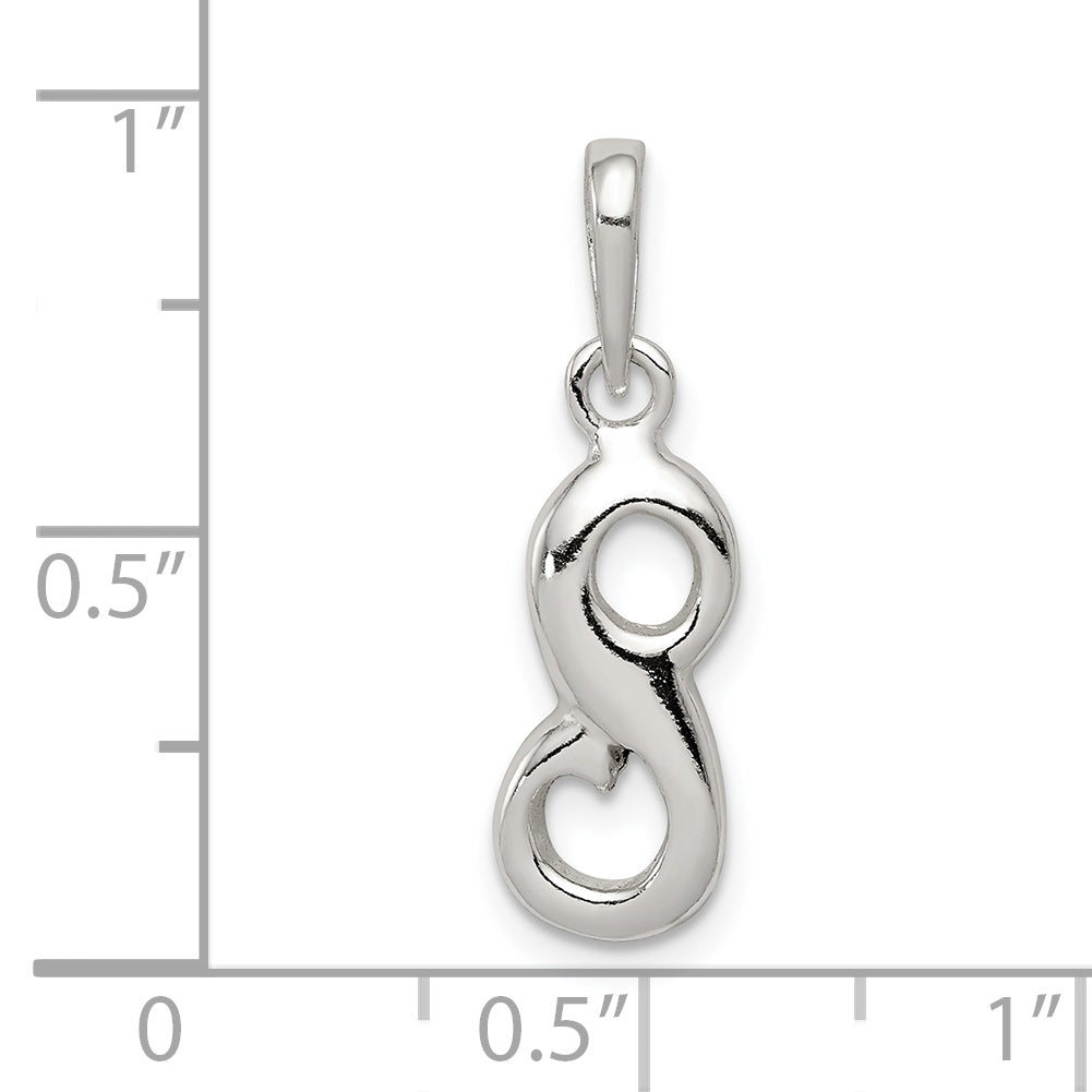Sterling Silver 925 Initial S Pendant with Anti-Tarnish Coating