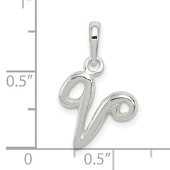 Sterling Silver 925 Initial V Pendant with Anti-Tarnish Finish