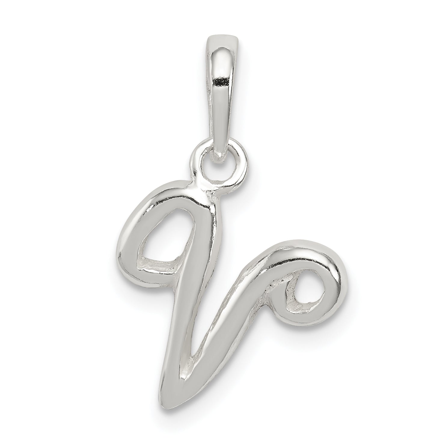 Sterling Silver Letter V Initial Pendant Main image