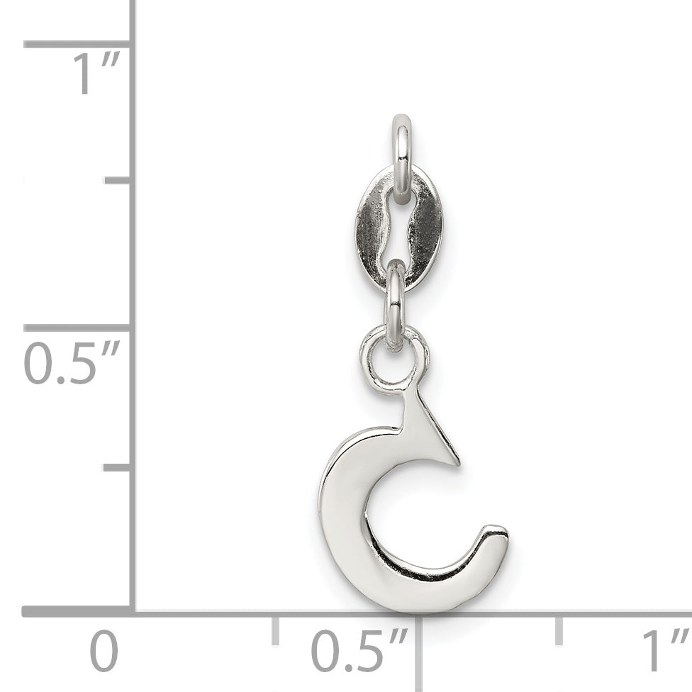 Sterling Silver 925 Letter C Initial Charm Elegant Solid Design