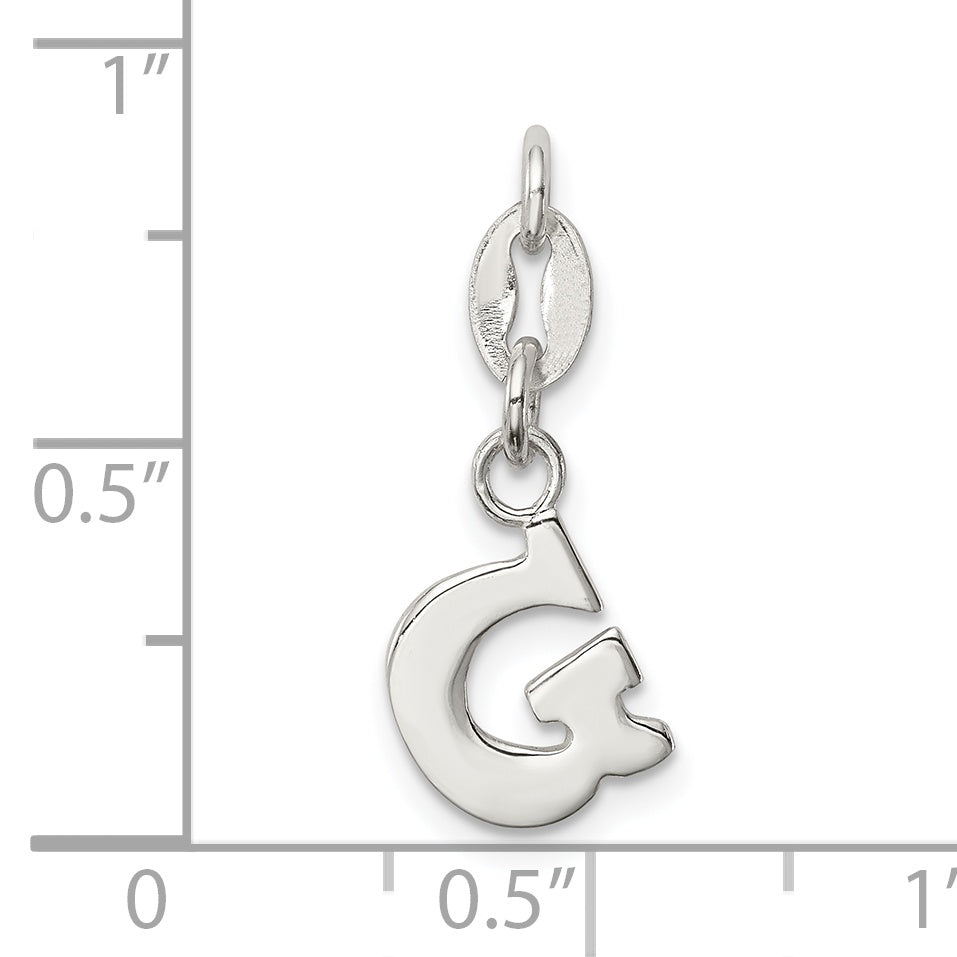 Sterling Silver 925 G Initial Charm Solid Casted Elegant Design