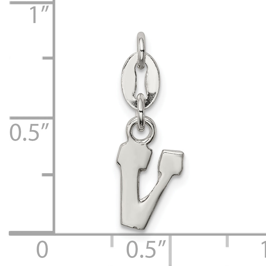 Elegant Sterling Silver 925 Letter V Charm Solid & Casted Design