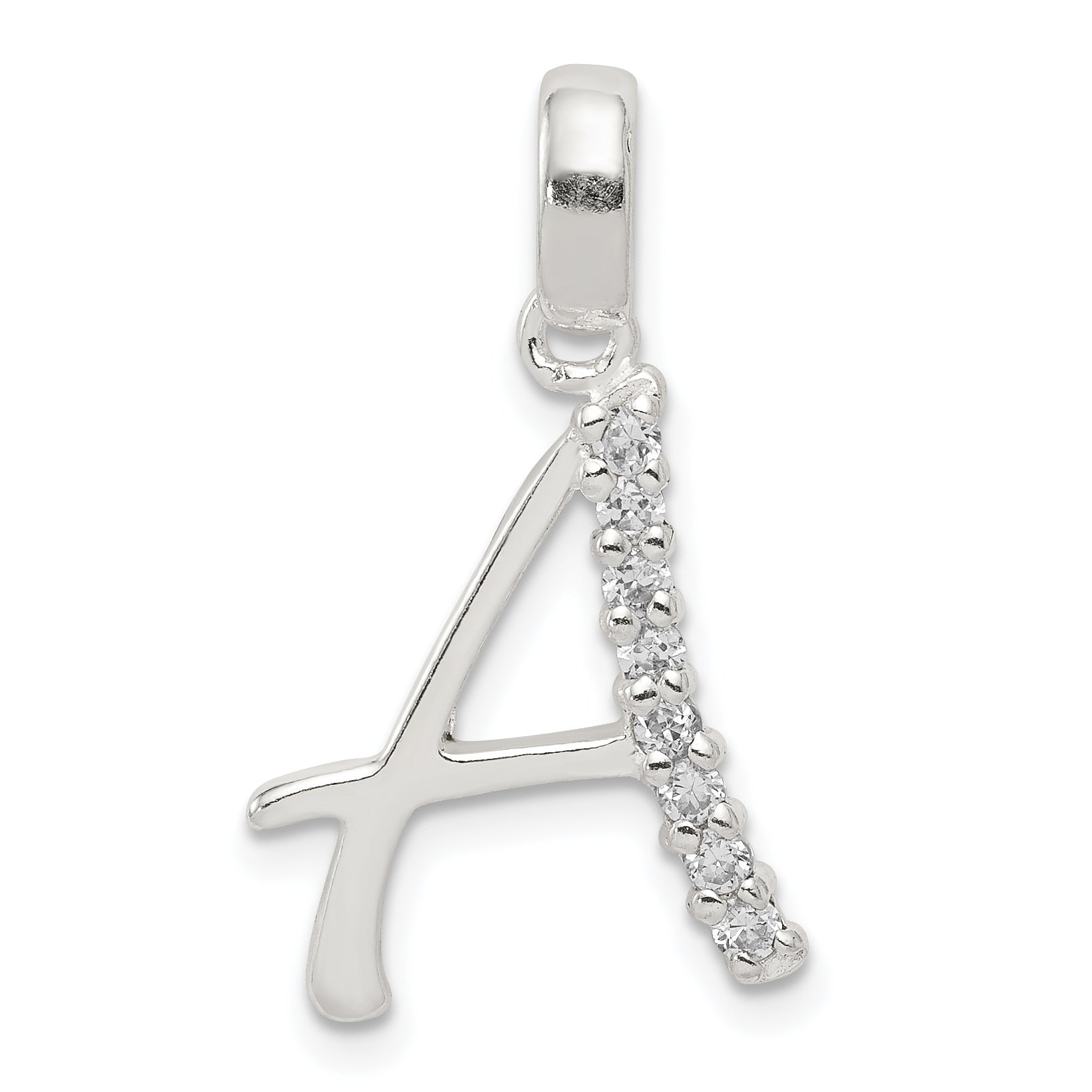 Sterling Silver CZ Letter A Initial Pendant Main image
